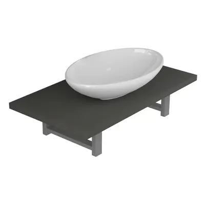 (grey, cm oval-shaped basin) vidaXL Bathroom Round Basin Ceramic with Wall Shelf Multi Colours M