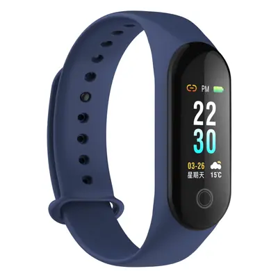 (Blue) Single Touch Blood Pressure SMS Reminder Remote Camera Weather Forecast Smart Watch Band