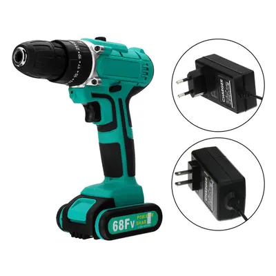 (EU Plug) 68FV Household Lithium Electric Screwdriver Speed Impact Power Drills Rechargeable Dri