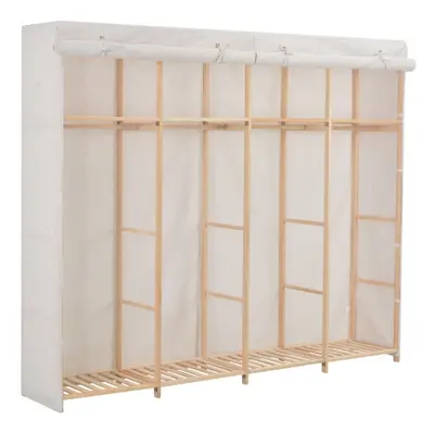 vidaXL Wardrobe White 200cm Fabric Clothes Storage Cupboard Cabinet Organiser