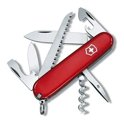 Victorinox Camper Swiss Army Pocket Knife, Medium, Multi Tool, Functions, Blade, Wood Saw, Red