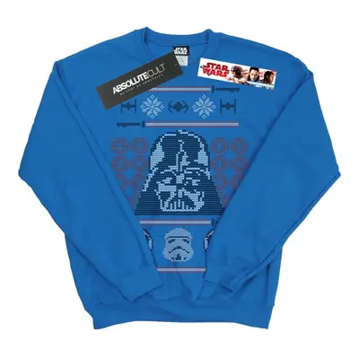 (4XL, Royal Blue) Star Wars Mens Christmas Vader Head Fair Isle Sweatshirt