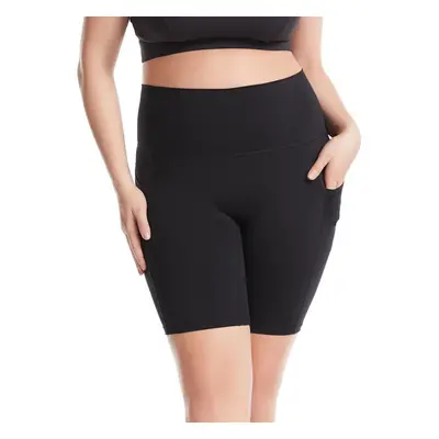 (Black, L) Women Yoga Pants with Pockets High Waist Sporty Leggings