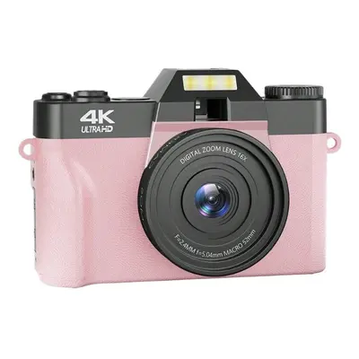 (Pink) 4K 56MP Vlogging Camera for Beginners with 3.0" Flip Screen, 16X Zoom, Auto Focus, 32GB C