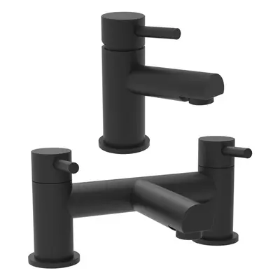 Nes Home Basin Single Lever Mixer Tap & Bath Filler Mixer Tap Matt Black