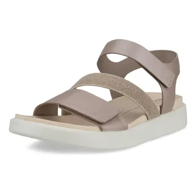 ECCO Women's FLOWT Band Flat Sandal Grey Rose Metallic 9-9.5