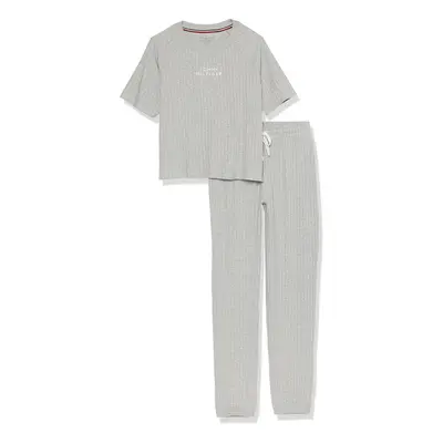 Tommy Hilfiger Women's Textured Rib Tee and Logo Tie Jogger Pant Pajam