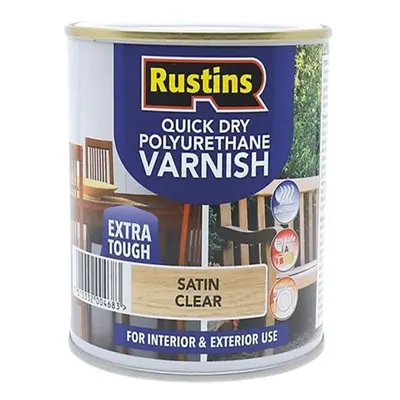 Rustins Quick Dry Polyurethane Varnish Extra Tough Satin Clear 5L