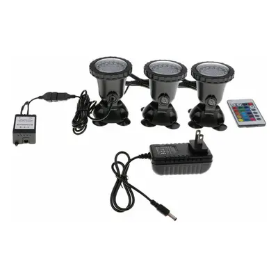 (3 Lights + Remote) LED RGB Garden Pond Spotlight Submersible Light Aquarium Fountain Pool + Rem