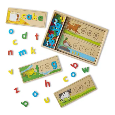 See & Spell, Spelling Game, Wooden Alphabet Letters and Words, Word Flash Cards, Learning Toy, M