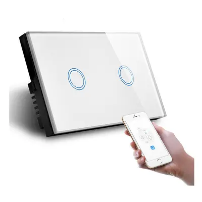 (White) Smart Home Touch Switch WiFi APP Control Lamp Switch Crystal Glass Switch Compatible Wit