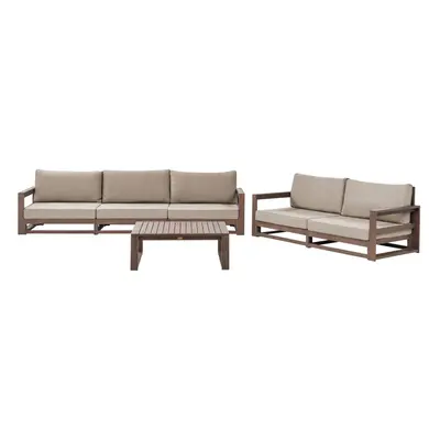 Sofa Set with Table TIMOR Certified Acacia Wood Dark Wood