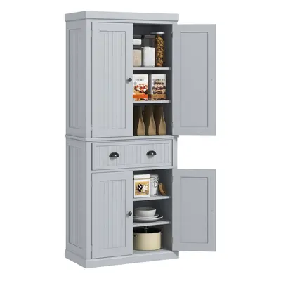 HOMCOM Freestanding Kitchen Storage Cabinet with Drawers and Shelves, Grey