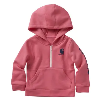 Carhartt Girls' Baby Long-Sleeve Half-Zip Hooded Sweatshirt Pink Lemo