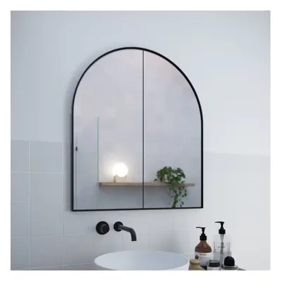 The Style Haus Matte Black Arch Mirror Cabinet H860 x W760mm