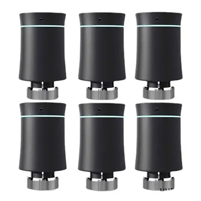 (Black 6PCS) Thermostat Radiator Actuator Valve Smart Programmable TRV Temperature Controller Al