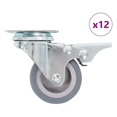 (12 pcs) vidaXL Swivel Casters with Double Brakes Furniture Casters Trolley Caster