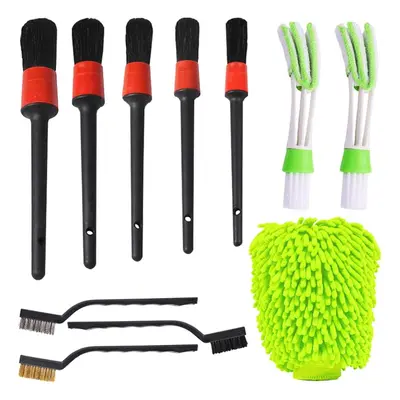 11-piece Set Car Washer Metal Cover Gap Brush Car Wash Brush Set Car Detail Cleaning Brush