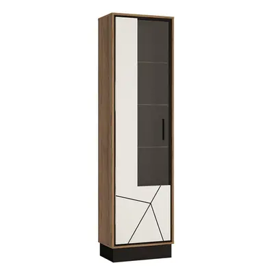 Brolo Tall Glazed Display Cabinet (LH) Walnut and Dark Panel Finish