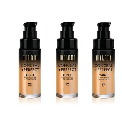 Milani Conceal And Perfect In Foundation + Concealer Tan 30ml x3