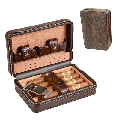 Cigar Humidor With Cigar Cutter And Cigar Drill,leather Cigar Box