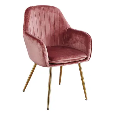 LARA DINING CHAIR DUSKY PINK WITH GOLD LEGS ( PK OF )