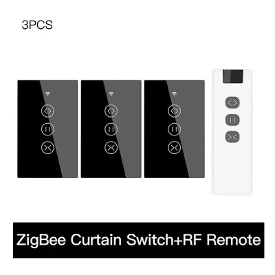 (3 US and Remote) 433MHz Smart Touch Curtain Switch Roller Blinds Shutter Wireless Control Relay