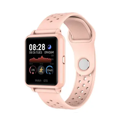 (Pink) Full Touch Screen Heart Rate Blood Pressure Oxygen Monitor Bluetooth Music Smart Watch