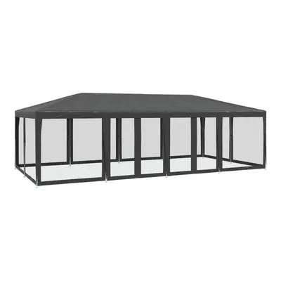 vidaXL Party Tent with Mesh Sidewalls Party Gazebo Canopy Anthracite HDPE