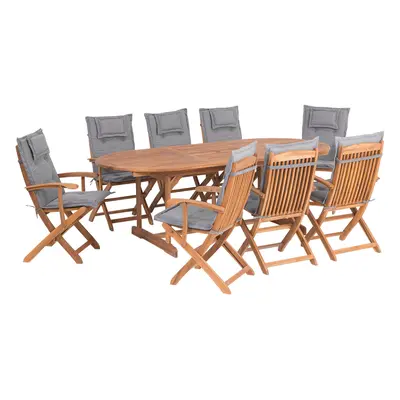 Garden Dining Set MAUI Acacia Wood 160/220x85x74 cm Grey