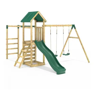 (El Capitan) Rebo Adventure Wooden Climbing Frame with Monkey Bar, Swings & Slide