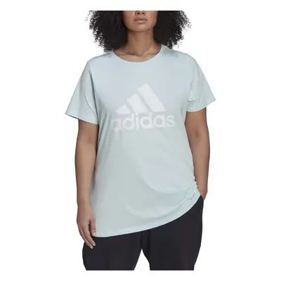 adidas Women's Standard Essentials Logo T-Shirt Almost Blue/White 1X