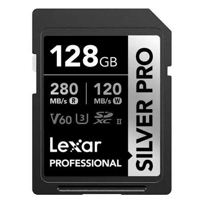 Lexar 128GB Professional SILVER PRO SDXC Memory Card UHS-II C10 U3 V60 Full-HD & 4K Video Up To 