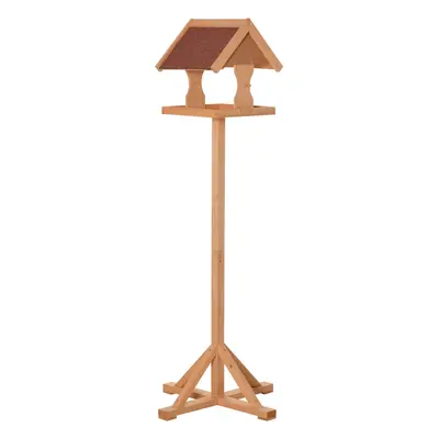 PawHut Wooden Bird Feeder w/ Cross-shaped Support Feet Weather Resistant Roof