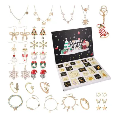 Christmas Advent Calendars Jewellery Merry Christmas Jewelry Kit Box Princess Makeup Jewelry Cou