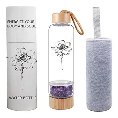 Bamboo Wellness Crystal Elixir Infused Gem Water Bottle, Natural Gemstone Crystal Water Bottle Q