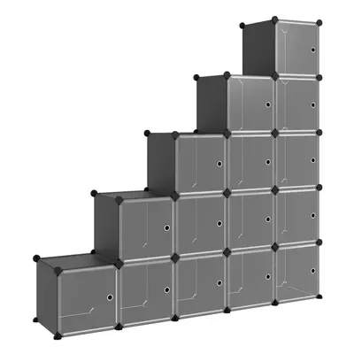 (black and transparent, x 31.5 x 153.5 cm) vidaXL Storage Cube Organiser PP Shoe Rack Room Divid