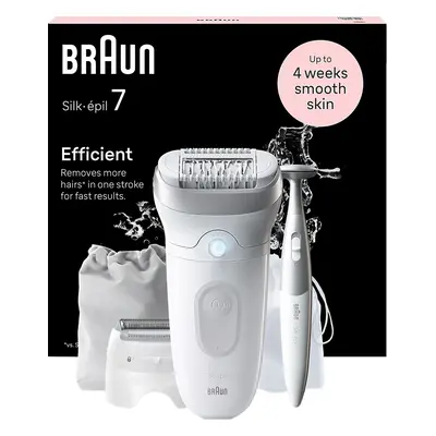 Braun Silk-Ã©pil Epilator White - Cordless, Tweezers, 40-Minute Run Time, Attachments, Waterproo