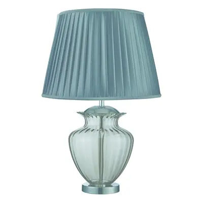 Large Glass Urn, Smokey Glass Table Lamp In Chrome