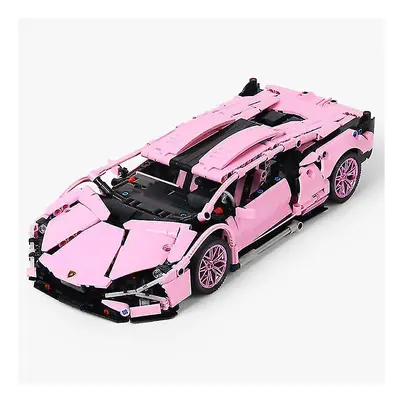 1289pcs Technical Pink Lambo Sports Car Building Blocks Limited Edition Racing Vehicle Assemble 