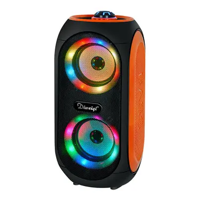 (Orange) Wireless Bluetooth Speaker 100W Double inch Drivers FM Radio TF LED Light Sound Music C