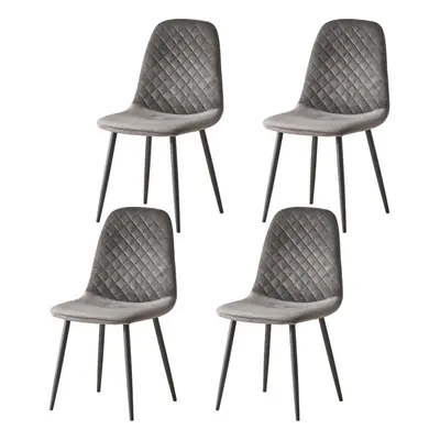 (Grey, 4) 2/4 x Dining Chairs Velvet Chair metal Legs office