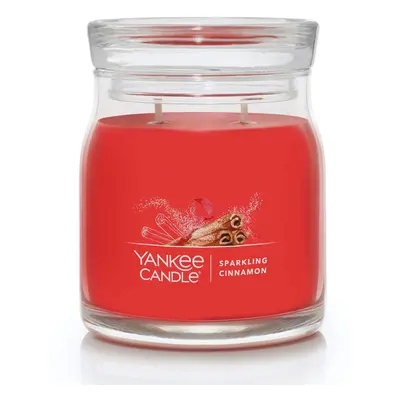 Yankee Candle Sparkling Cinnamon Scented Signature 13oz Medium Jar 2-Wick Candle Over Hours of B