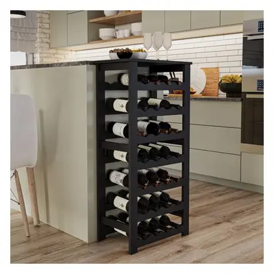 (Black) 7-Tier 108cm Wine Rack Bottles Freestanding Holds Home Bar Stand