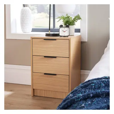 (Oak) Home Source Phoenix Drawer Bedside Table Storage Unit