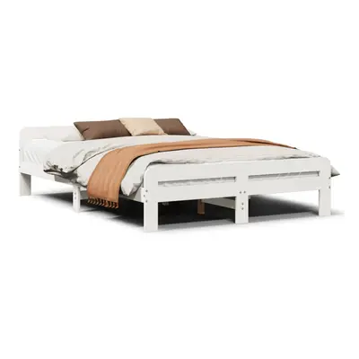 (white, x cm) vidaXL Bed Frame without Mattress Bed Base Solid Wood Pine