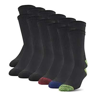 gildan Mens Polyester Half cushion crew Socks 12-Pack Assorted Shoe