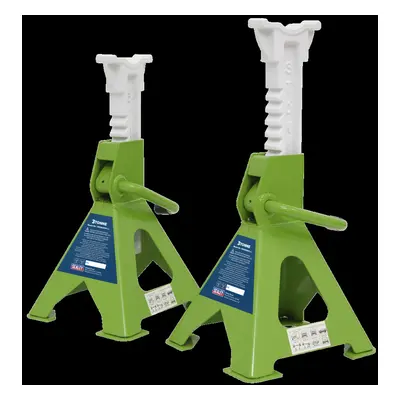 Axle Stands (Pair) Tonne Capacity per Stand Ratchet Type - Hi-Vis Green