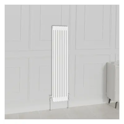 (1500x380mm-2 Column, White) NRG Traditional Radiator Horizontal Vertical Cast Iron Style Double