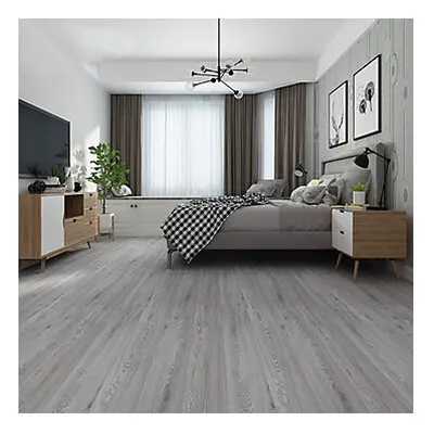 Set of Self Adhesive Rustic Wood Grain Vinyl Floor Planks PVC Flooring Covering,Grey